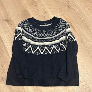 Talbots Navy and Cream Patterned Sweater